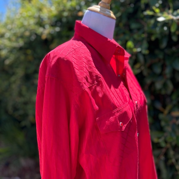 Vintage Wrangler Men red button up shirt L - Picture 3 of 7
